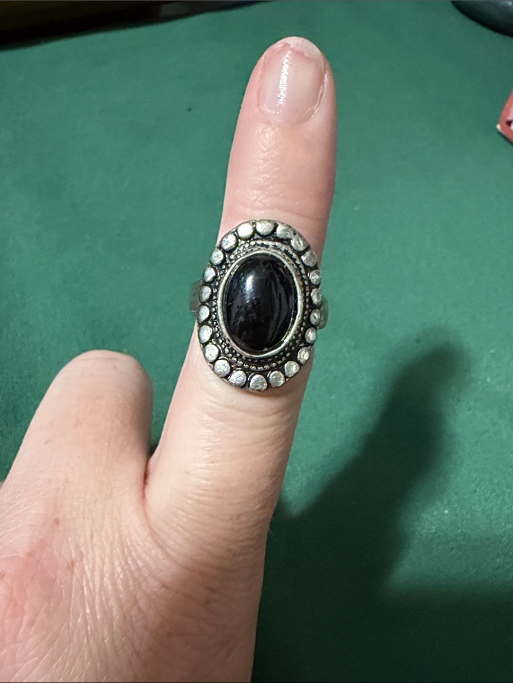 Vintage-Style Black Onyx Stone Oval Ring - Women Jewelry